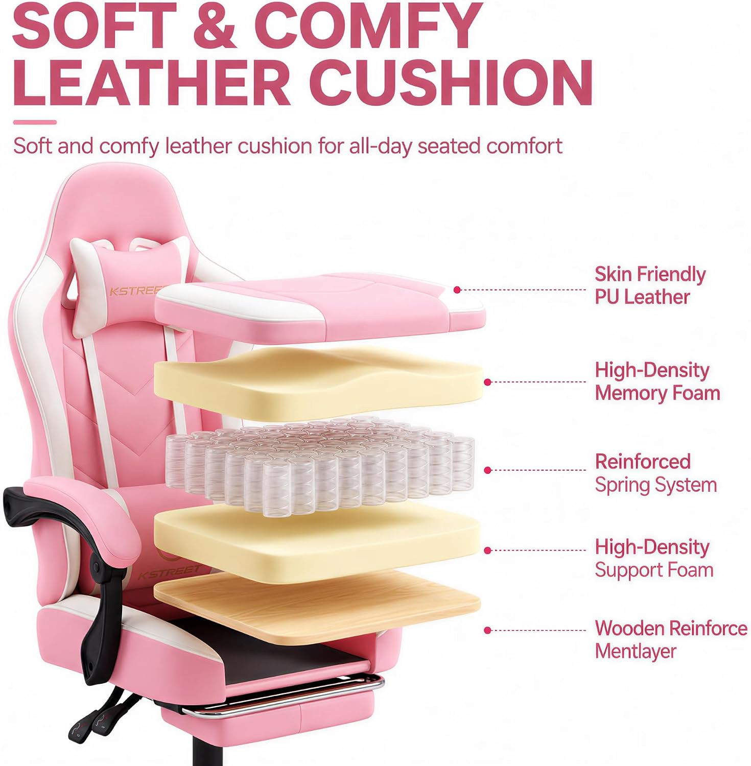 Silla de Juego Ergonómica con  - Office Footrest Cushion reseña y precio